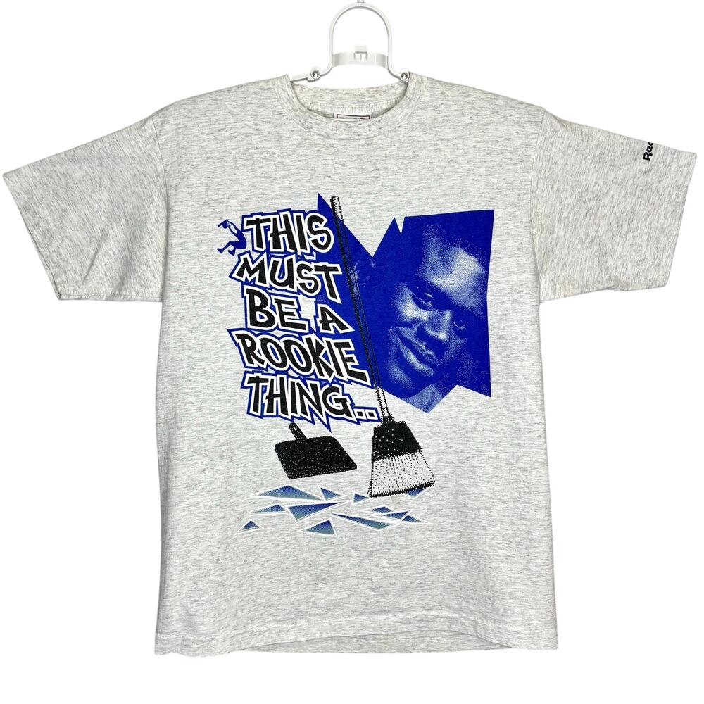 Vintage 90s Shaq Reebok T-Shirt L Must Be a Rookie Thing Shaquille O’Neal NBA